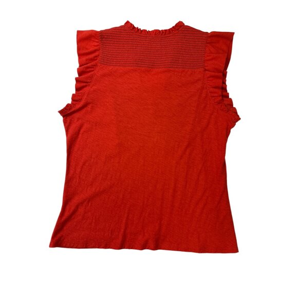 NATION LTD Habiba Fancy Tee Rouge Size XL Smocking Ruffles Pima Cotton - Picture 6 of 14